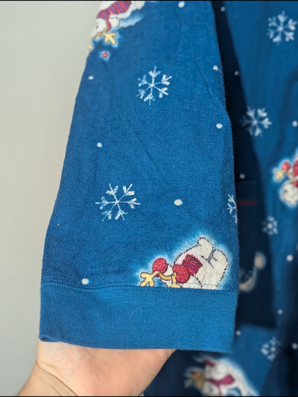 La Senza Vintage Women's Teal Snowman Fleece One-Piece Pajamas Whimsical Holiday - Picture 8 of 16